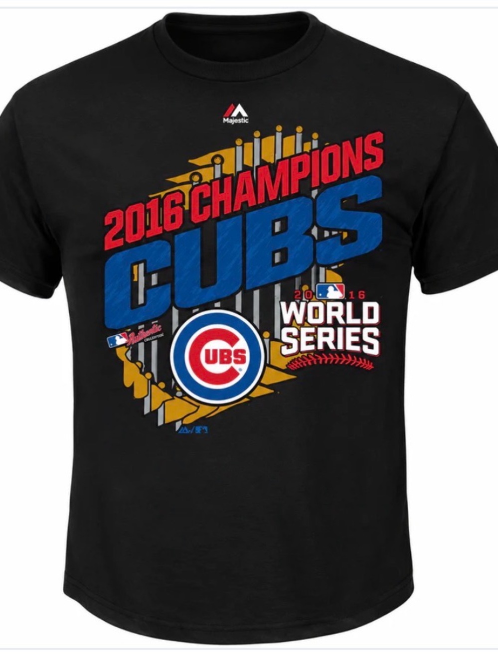 Majestic Kids Black Chicago Cubs 2016 Champions Short Sleeve Graphic Tee
